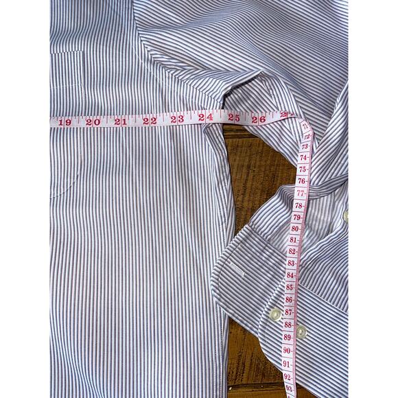 Mens BOSS Hugo Boss White Striped Long Sleeve Button‎ Down Dress Shirt 16 32/33 - Picture 7 of 9